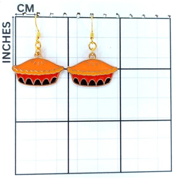 Pumpkin Pie Earrings Thanksgiving Fall Jewelry Gift - Picture 3 of 4